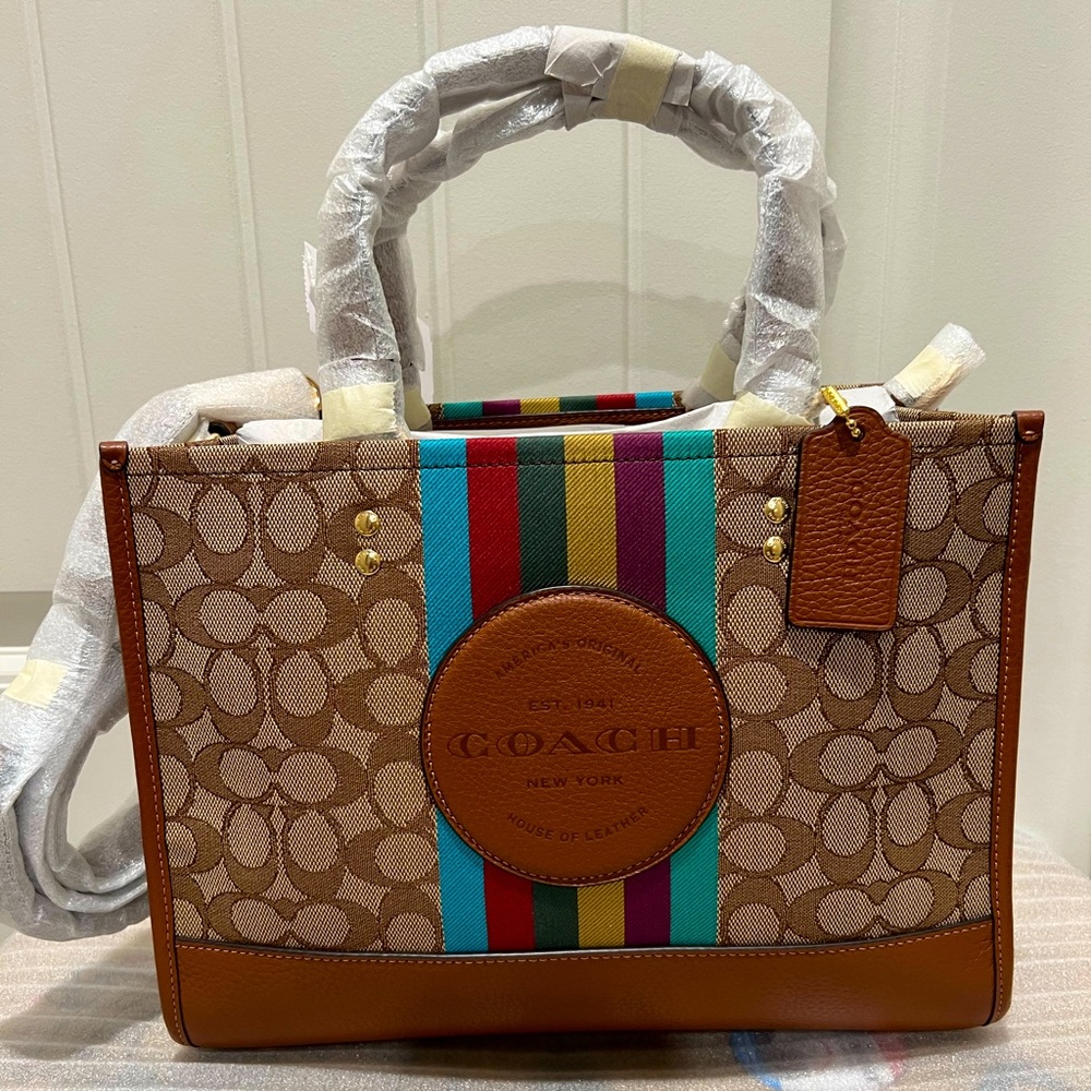 NWT Dempsey Carryall In Signature Jacquard With Stripe And Coach Patch